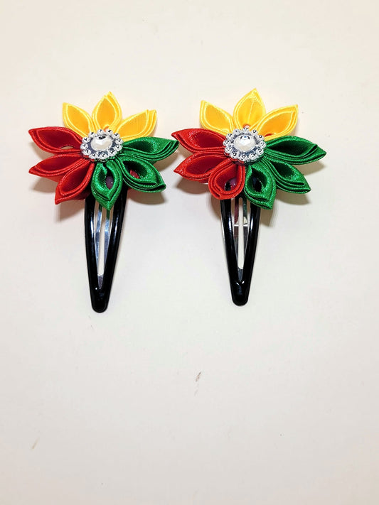 Kanzashi segtukai (pora) – trispalviai